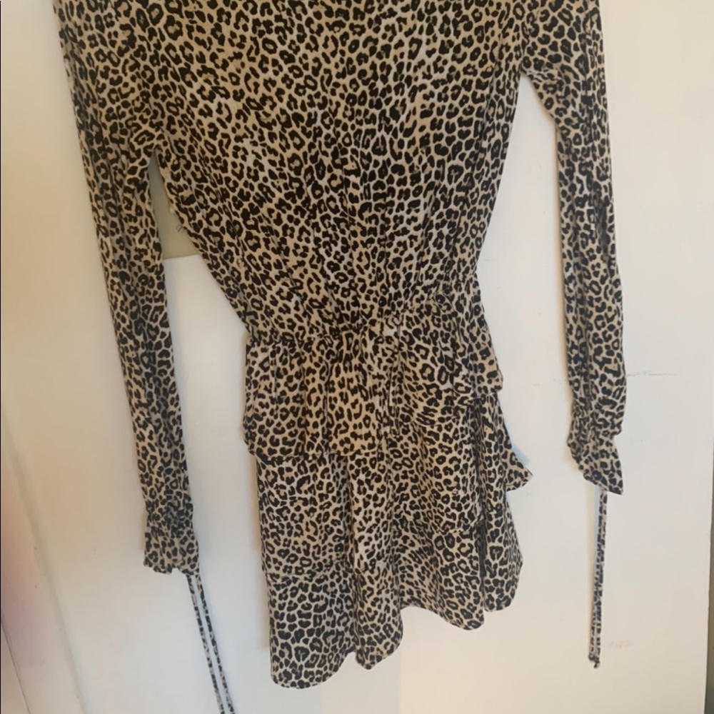 Cute leopard ruffle shirt dress